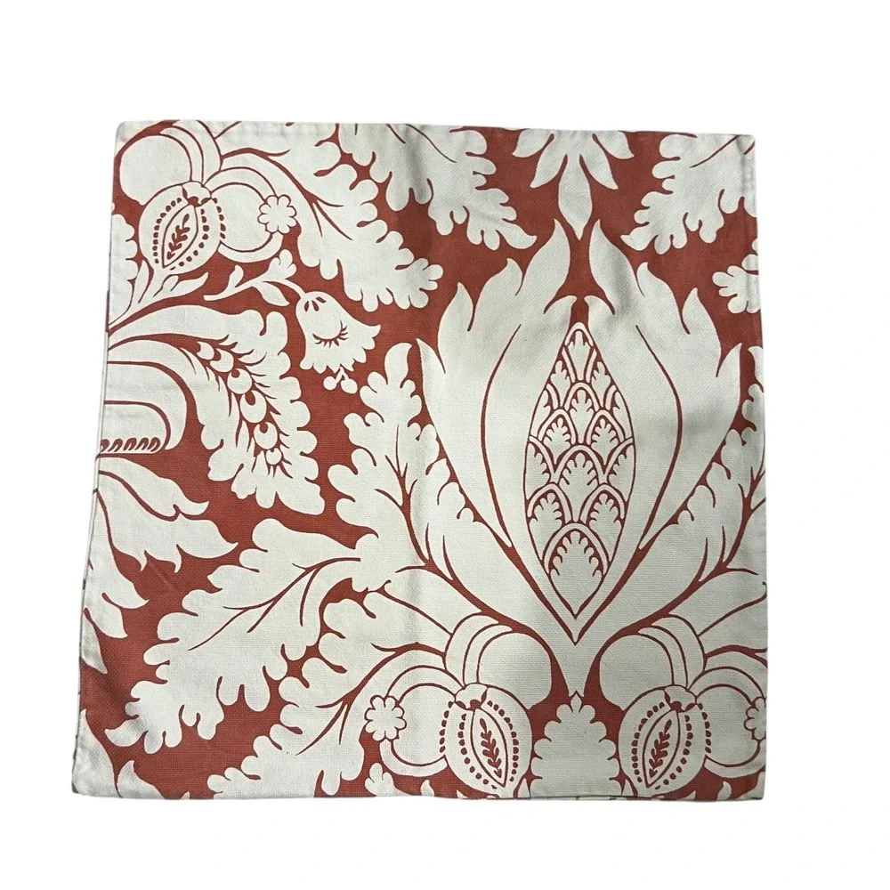 Pottery‎ Barn Euro Sham Pillow Cover Floral Botanical Rust Ivory